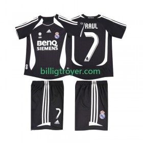 Billige Fotballdrakter Real Madrid RAUL 7 2006 2007 Barn Retro Bortedraktsett Kortermet